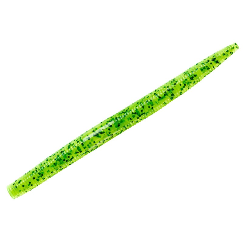 Yum Lures YUM Dinger Classic Worm All-Purpose Soft Plastic Bass Fishing Lure - Great Texas Rigged, Wacky Style, Carolina Rigged, Pitched, Etc., Chartreuse Pepper, 5" - Image 1